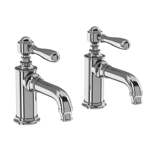 Burlington Arcade Pillar Basin Taps With Lever Handles (Chrome).