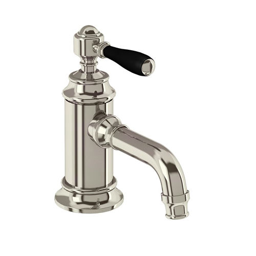 Burlington Arcade Basin Mixer Tap With Lever Handle (Nickel & Black).