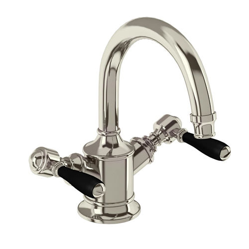 Burlington Arcade Basin Mixer Tap With Lever Handles (Nickel & Black).