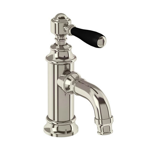 Burlington Arcade Mini Basin Mixer Tap With Lever Handle (Nickel & Black).