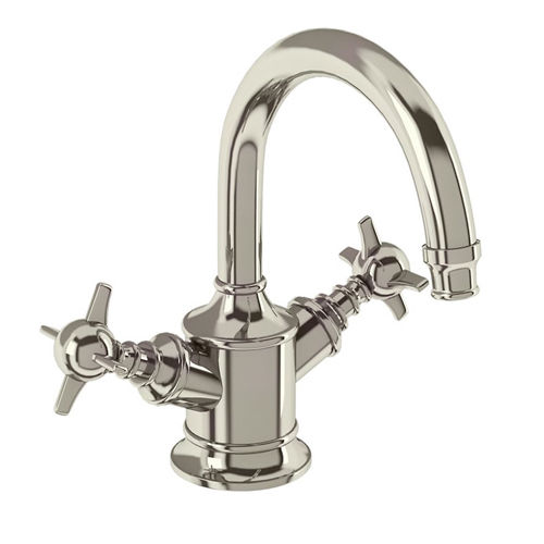 Burlington Arcade Basin Mixer Tap With Crosshead Handles (Nickel).