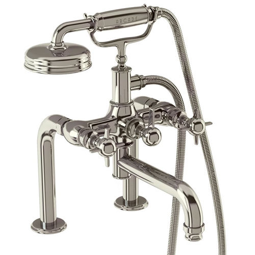 Burlington Arcade Deck Mounted BSM Tap, X-Head Handles (Nickel).