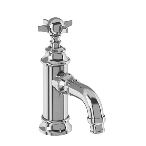 Burlington Arcade Mini Basin Mixer Tap With Crosshead Handle (Chrome).