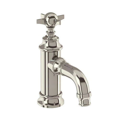 Burlington Arcade Mini Basin Mixer Tap With Crosshead Handle (Nickel).