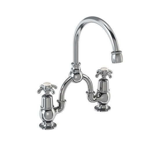 Burlington Anglesey 2 Hole Arch Basin Mixer Tap (Chrome & Medici, 200mm).