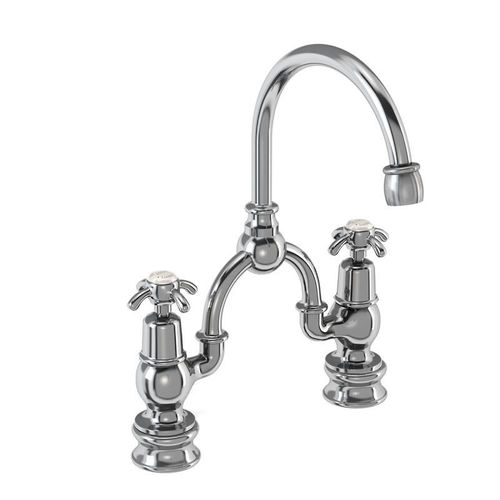 Burlington Anglesey 2 Hole Arch Basin Mixer Tap (Chrome & Medici, 200mm).