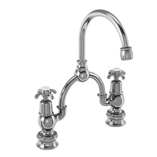 Burlington Anglesey 2 Hole Arch Basin Mixer Tap (Chrome & Medici, 230mm).