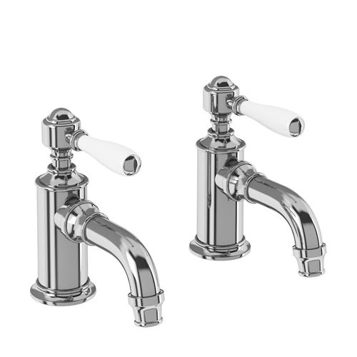 Burlington Arcade Cloakroom Basin Taps With Lever Handles (Chr/White).