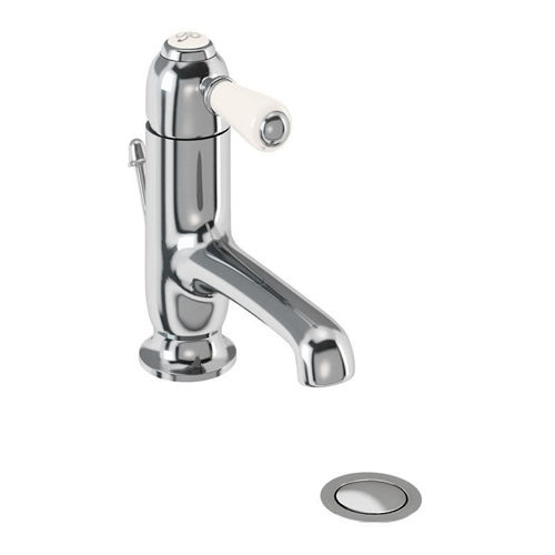 Burlington Chelsea Straight Basin Mixer Tap & Waste (Chrome & Medici).