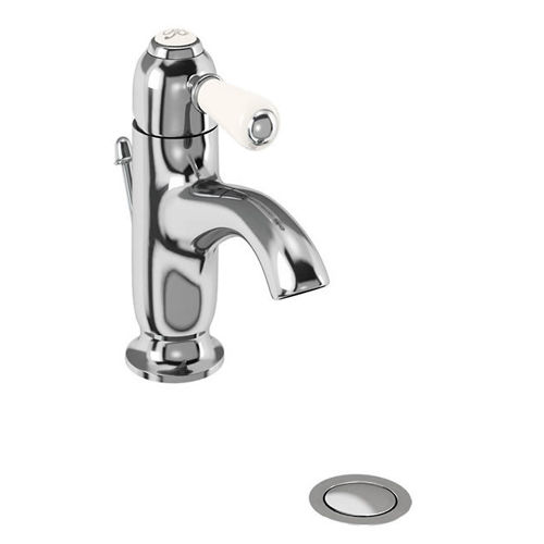 Burlington Chelsea Curved Basin Mixer Tap & Waste (Chrome & Medici).