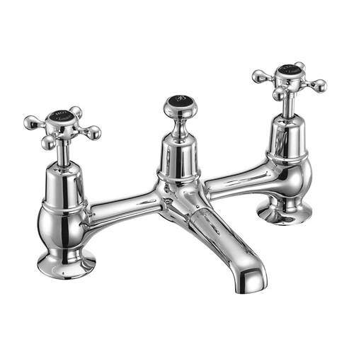 Burlington Claremont 2 Hole Basin Mixer Tap With Waste (Chrome & Black).