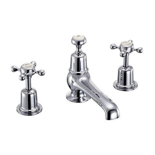 Burlington Claremont 3 Hole Basin Tap With Pop Up Waste (Chrome & Medici).