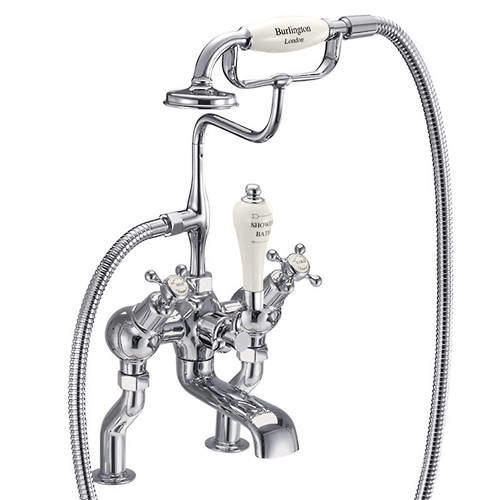 Burlington Claremont Bath Shower Mixer Tap With Kit (Chrome & Medici).