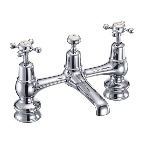 Burlington Claremont 2 Hole Basin Mixer Tap With Waste (QT, Chr & Medici).