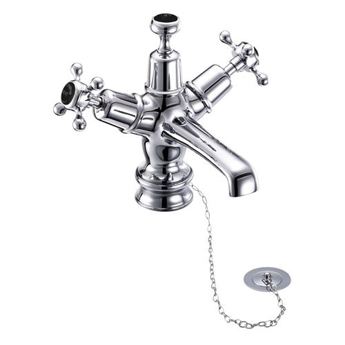 Burlington Claremont Basin Tap With Plug & Chain Waste (Chrome & Black).