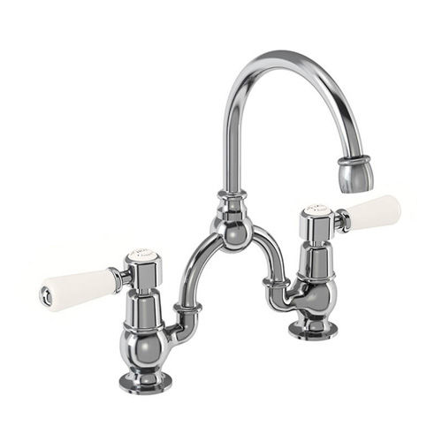 Burlington Kensington 2 Hole Arch Basin Mixer Tap (Chrome & Medici, 200mm).