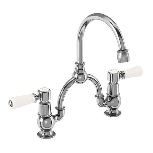 Burlington Kensington 2 Hole Arch Basin Mixer Tap (Chrome & Medici, 230mm).