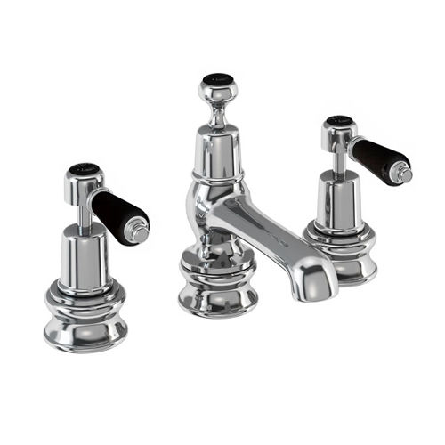 Burlington Kensington 3 Hole Basin Tap With Pop Up Waste (Chrome & Black).