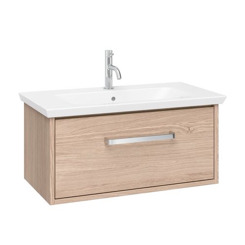 Crosswater Arena Vanity Unit With Ceramic Basin (700mm, Modern Oak, 1TH).