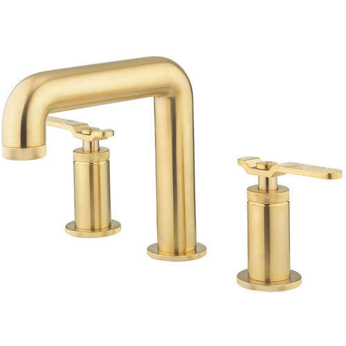 Crosswater UNION Three Hole Deck Mounted Basin Mixer Tap (Brushed Brass).