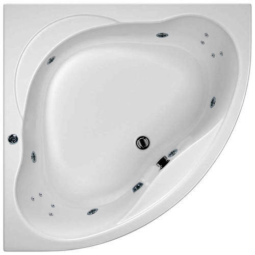 Hydrabath Laguna Corner Turbo Whirlpool Bath With 14 Jets & Panel, 1400x1400.