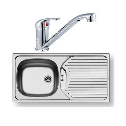 Pyramis Kitchen Sink, Waste & Tap. 860x435mm (Reversible).