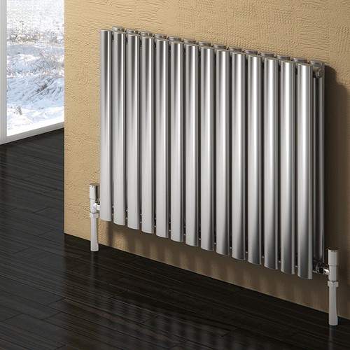 Reina Radiators Nerox Double Radiator (Brushed Stainless Steel). 590x600.