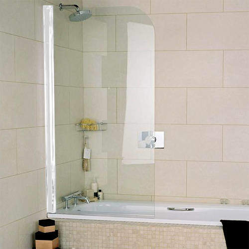 Roman Collage Curved Bath Screen (810x1500mm, White).