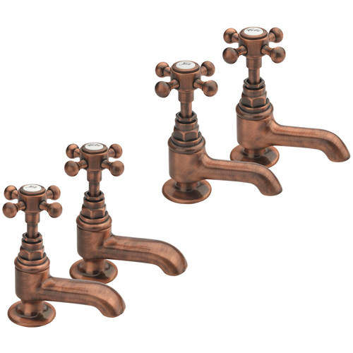 Tre Mercati Allora Basin & Bath Taps Pack (Pair, Copper).