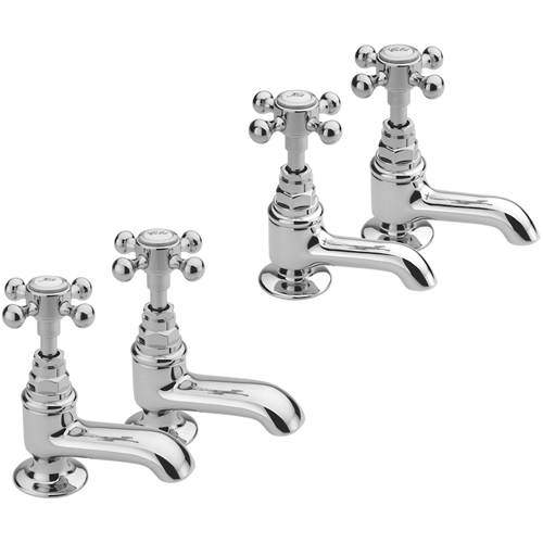 Tre Mercati Allora Basin & Bath Taps Pack (Pair, Chrome).