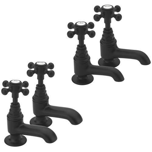 Tre Mercati Allora Basin & Bath Taps Pack (Pair, Matt Black).