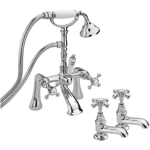 Tre Mercati Allora Basin & Bath Shower Mixer Tap Pack (Chrome).