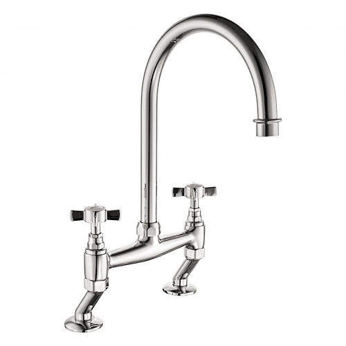 Tre Mercati Florence Dual Flow  Bridge Sink Mixer Kitchen Tap (Chrome).