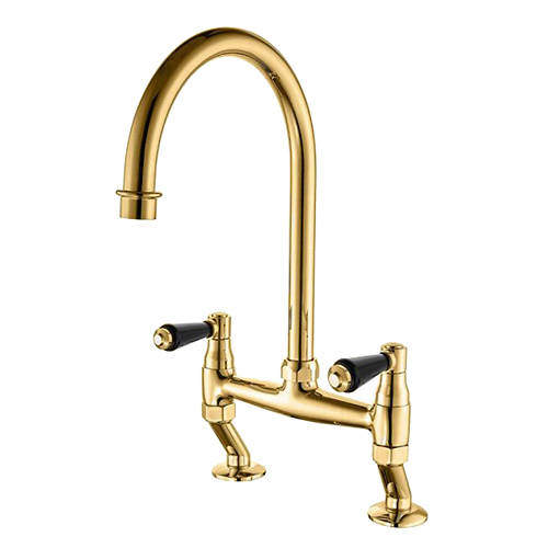 Tre Mercati Kitchen Series 900 Bridge Kitchen Tap (Antique Gold & Black).