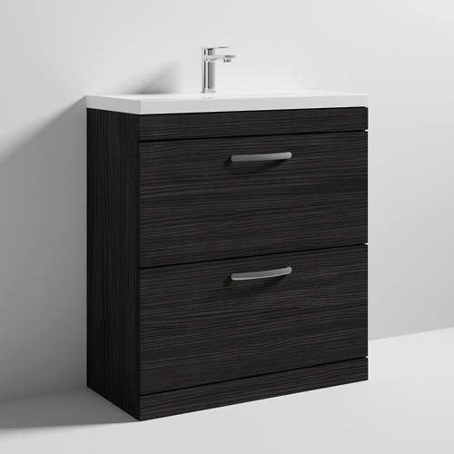 Nuie Furniture Vanity Unit With 2 x Drawers & Basin 800mm (Hacienda Black).