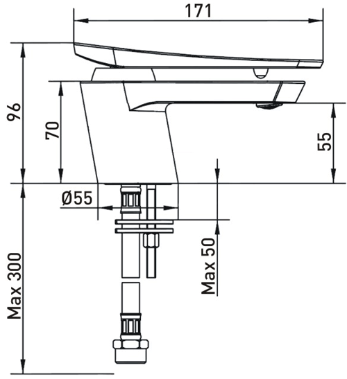 Technical image of Bristan Claret Mono Basin Mixer Tap (Chrome).