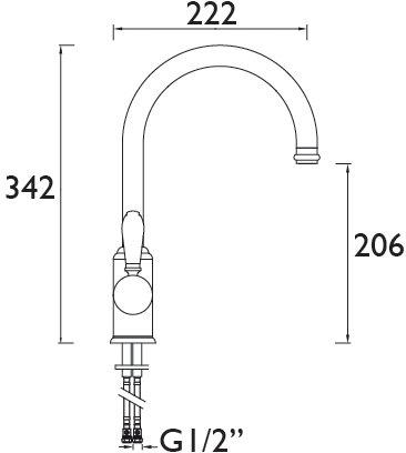 Technical image of Bristan Renaissance Single Lever EasyFit Mixer Kitchen Taps (Chrome).