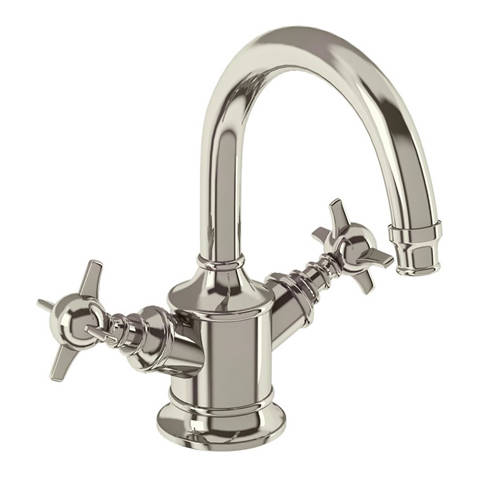 Larger image of Burlington Arcade Basin Mixer Tap With Crosshead Handles (Nickel).