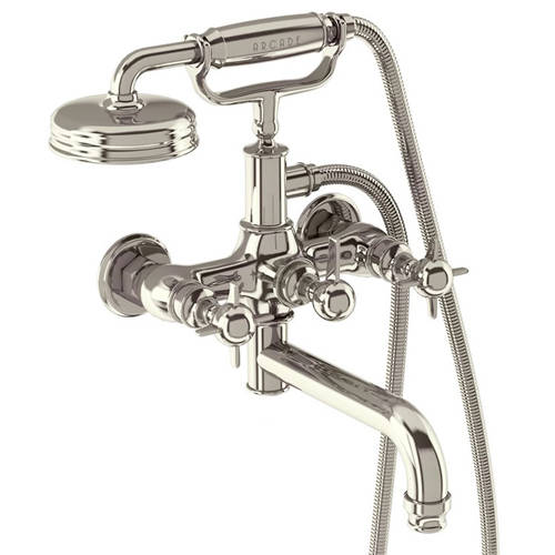 Larger image of Burlington Arcade Wall Mounted BSM Tap, X-Head Handles (Nickel).