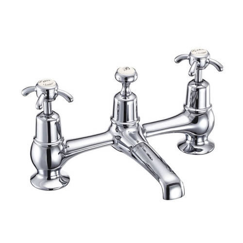 Larger image of Burlington Anglesey 2 Hole Basin Mixer Tap With Waste (Chrome & Medici).