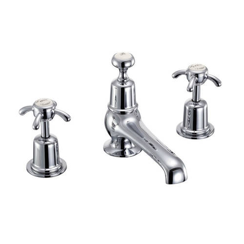 Larger image of Burlington Anglesey 3 Hole Basin Tap With Pop Up Waste (Chrome & Medici).