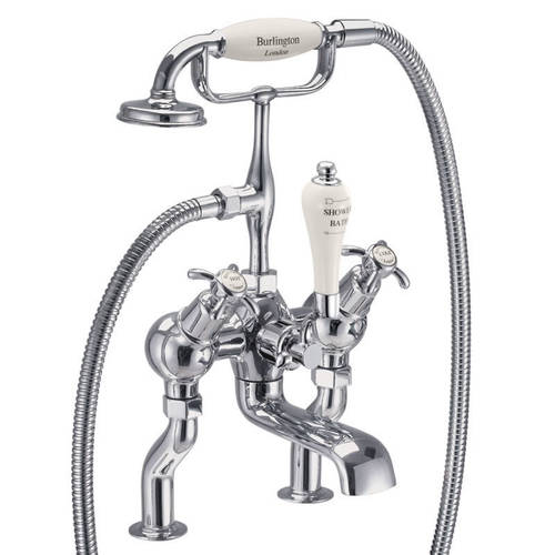 Larger image of Burlington Anglesey Bath Shower Mixer Tap With Kit (Chrome & Medici).