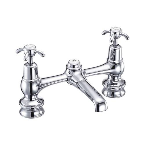 Larger image of Burlington Anglesey 2 Hole Basin Mixer Tap With Waste (Chrome & Medici).