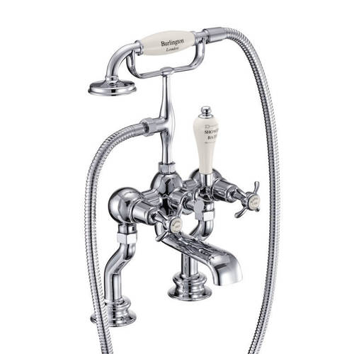 Larger image of Burlington Anglesey Bath Shower Mixer Tap With Kit (Chrome & Medici).