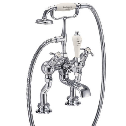 Larger image of Burlington Anglesey Bath Shower Mixer Tap With Kit (Chrome & Medici).