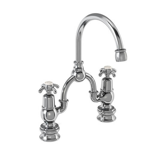 Larger image of Burlington Anglesey 2 Hole Arch Basin Mixer Tap (Chrome & Medici, 200mm).