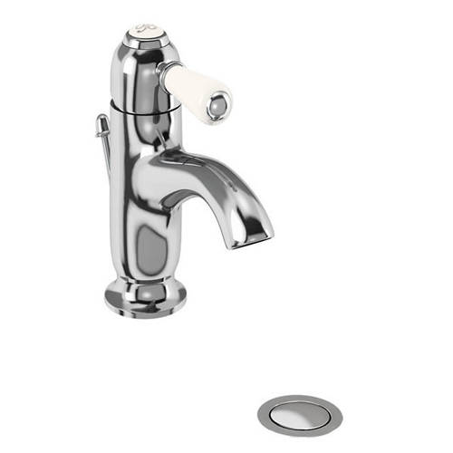 Larger image of Burlington Chelsea Curved Basin Mixer Tap & Waste (Chrome & Medici).