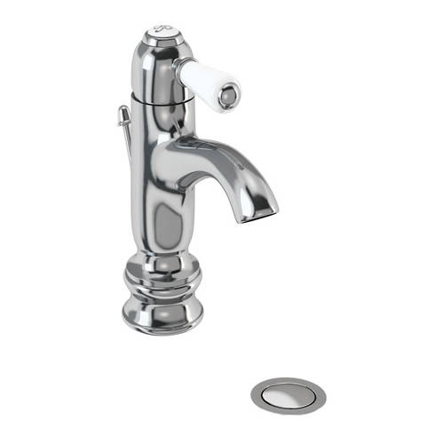 Larger image of Burlington Chelsea Regent Curved Basin Mixer Tap & Waste (Chrome/Med).