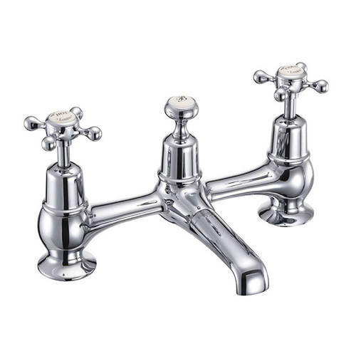 Larger image of Burlington Claremont 2 Hole Basin Mixer Tap With Waste (Chrome & Medici).