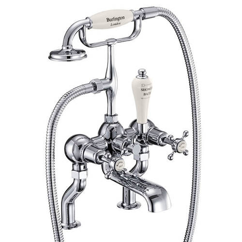 Larger image of Burlington Claremont Bath Shower Mixer Tap With Kit (Chrome & Medici).